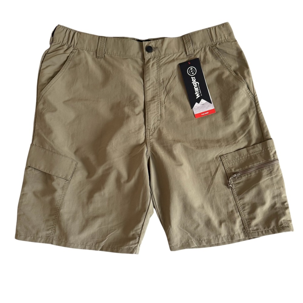 Wrangler ATG 38x9 Mens Peak Shorts Tan Khaki Nylon Cargo Hiking 112369405 NEW